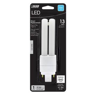 Feit Electric 13-Watt Equivalent PL Twintube CFLNI Bi-Pin Plug-In GX23 Base CFL Replacement LED Light Bulb Cool White 4100K (1-Bulb) BPPL13841LEDG2HDRP