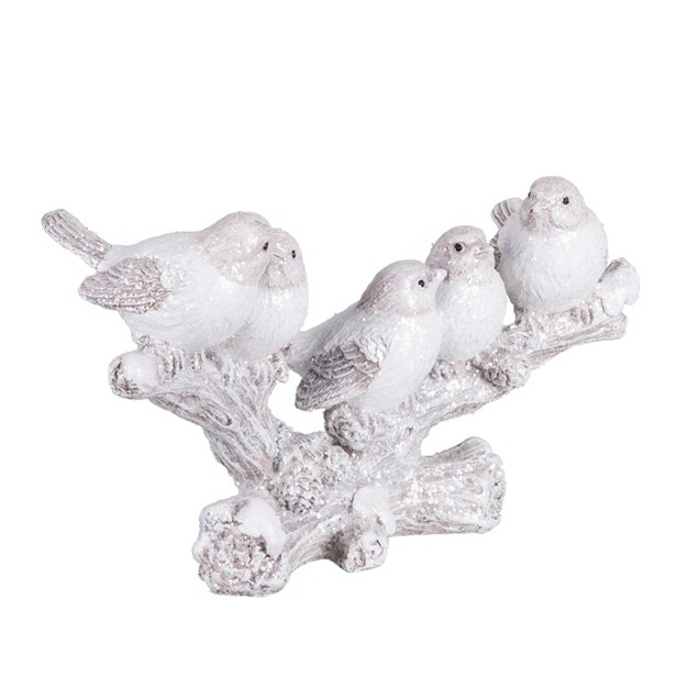 Transpac Resin 10 8 In Silver Christmas Glitter Winter Bird On Branch Figurine