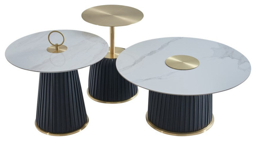 Maceo End Table With White PU  Chrome Top   Contemporary   Side Tables And End Tables   by Rustic Home Furniture Deco  Houzz