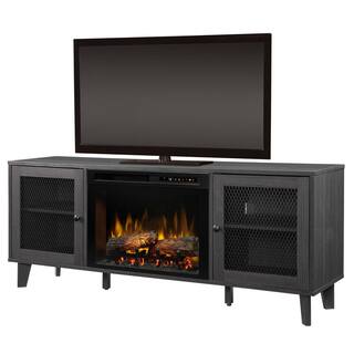 Dimplex Dean 65 in. Media Console in Wrought Iron with a 26 in. Electric Fireplace with Logs GDS26L8-1909WI