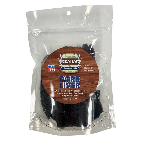 Venison Joe's Single Ingredient Pork Liver Dehydrated Dog Treat， 5-oz bag