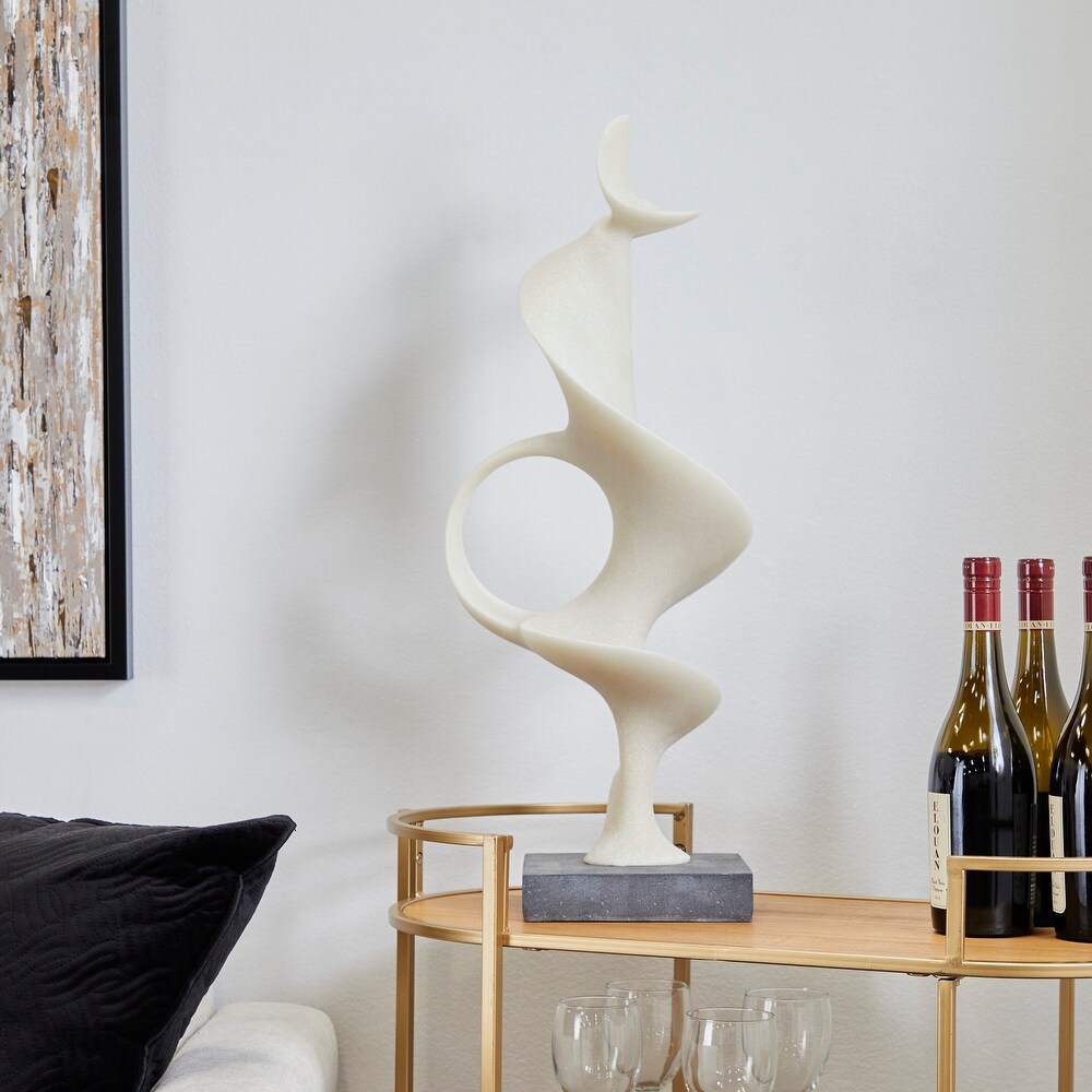 White Polystone Contemporary Abstract Sculpture