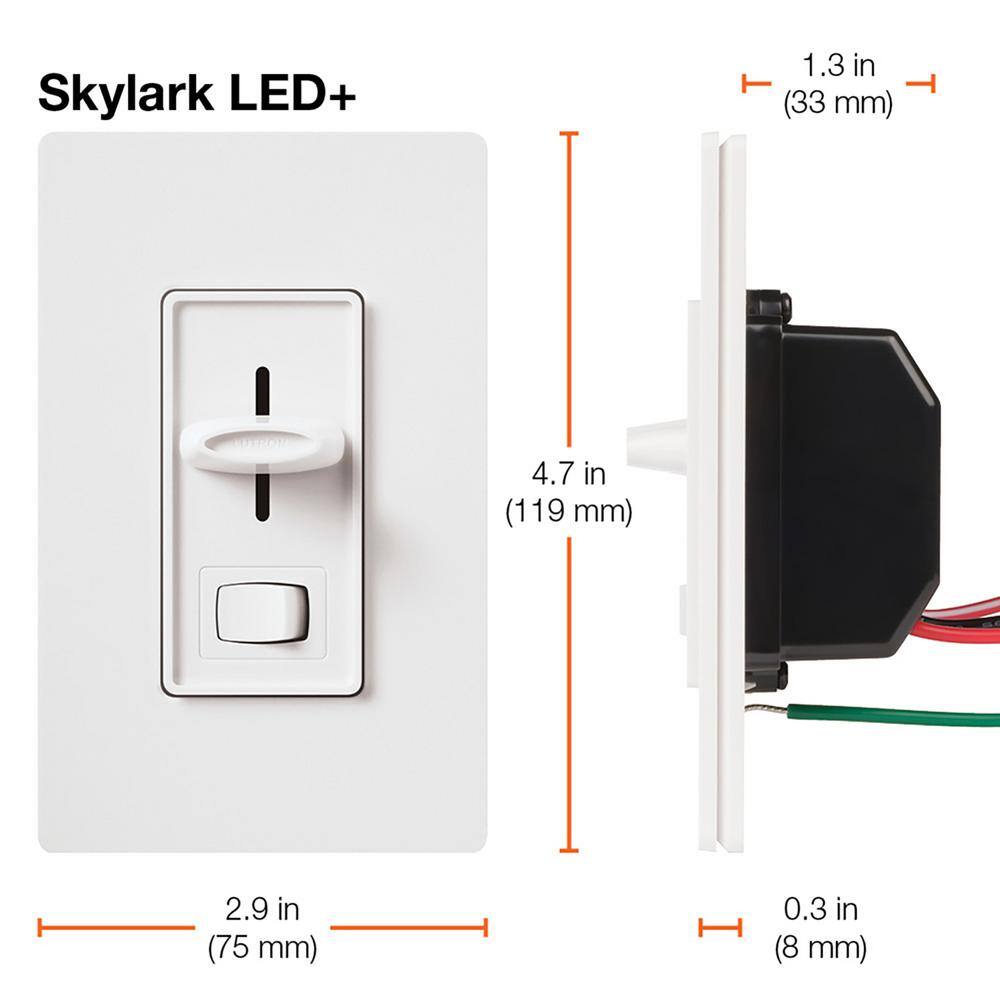 Lutron Skylark LED+ Dimmer Switch for Dimmable LED and Incandescent Bulbs 150W LEDSingle-Pole or 3-Way Almond (SCL-153P-AL) SCL-153P-AL