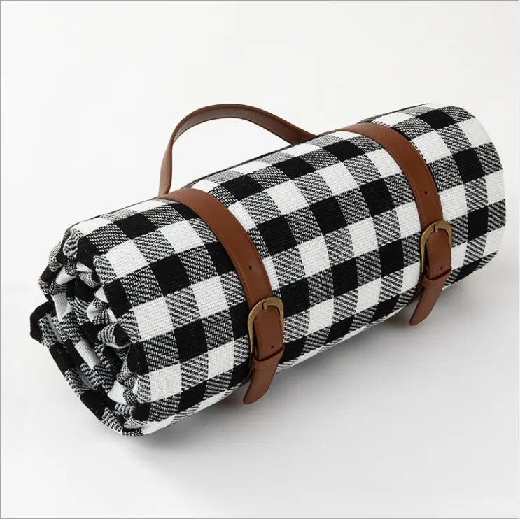 Ready to ship thickened leather strapping picnic blanket outdoor camping waterproof mat picnic camping hiking mat