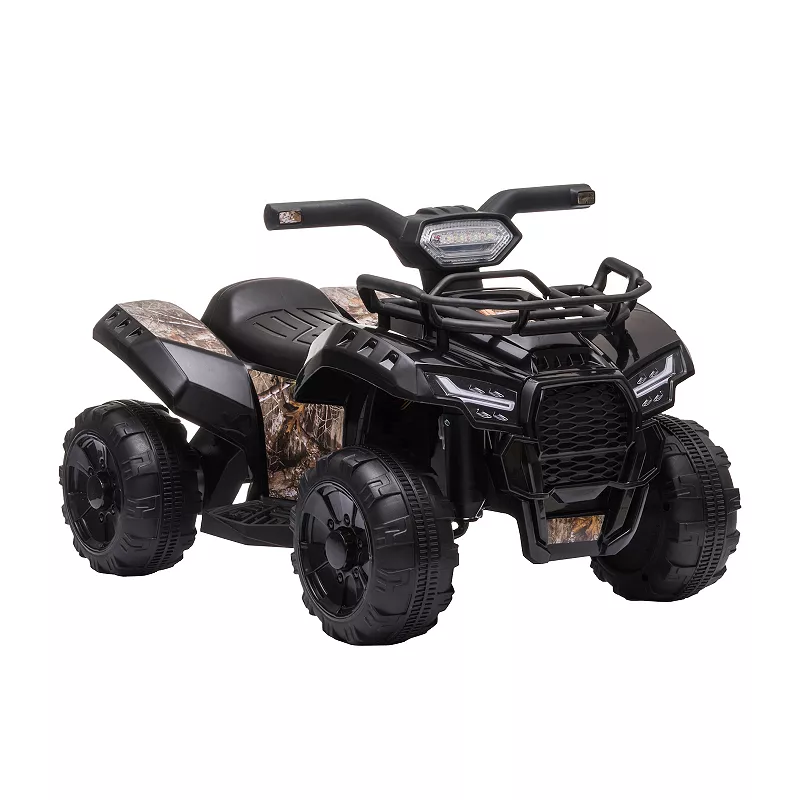 Aosom Kids Ride on ATV Four Wheeler Car with Real Working Headlights 6V Battery Powered Motorcycle for 18 36 Months Black