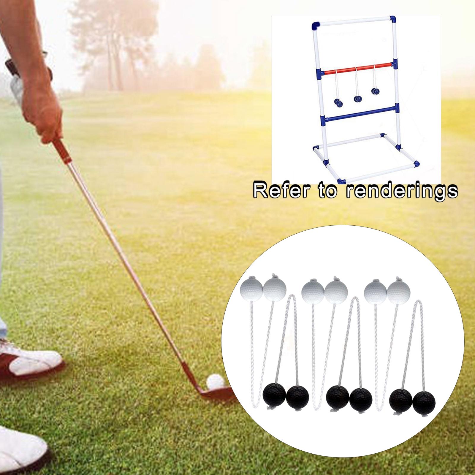 Ladder Balls， 6- Golf Throwing Ball Ladder Throwing Game Outdoor Lawn Yard Beach Game for Children， Adults， Families Black and White