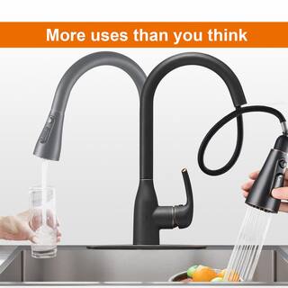 Zalerock Single Handle Pull Down Sprayer Kitchen Faucet with Deckplate Included in Oil Rubbed Bronze HLTHP023