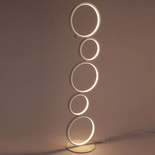 35.5'' White 5 Rings Standing LED Floor Lamp