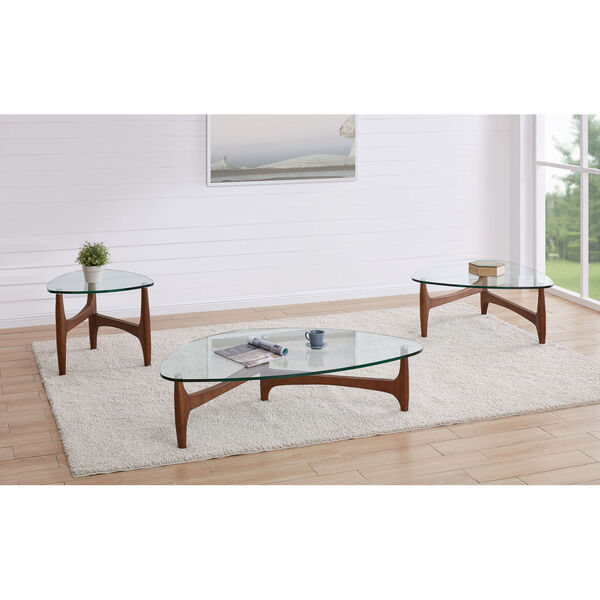 Ledell Clear and Walnut 35-Inch Coffee Table