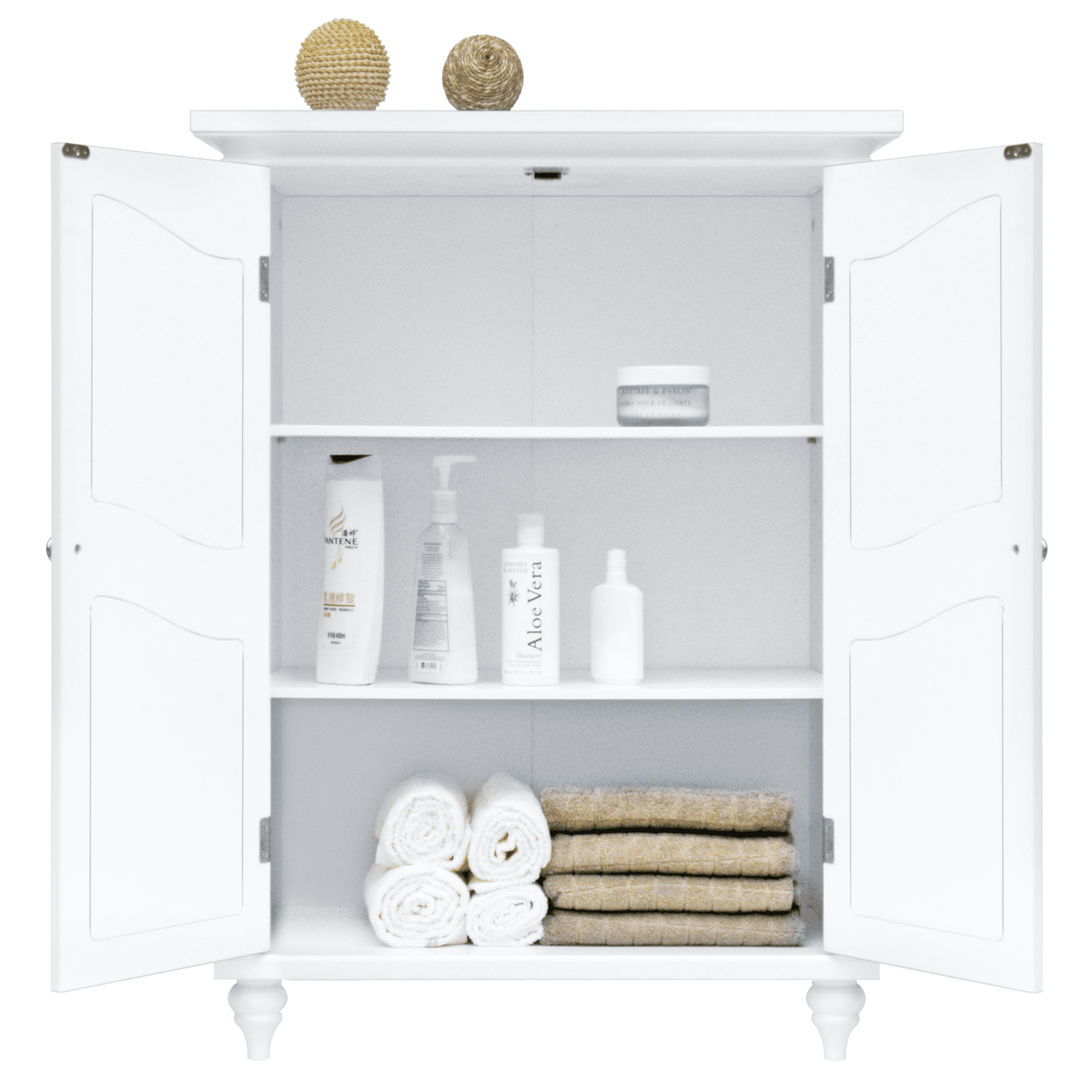 Teamson Home Versailles Wooden Floor Cabinet with 2 Shelves, White