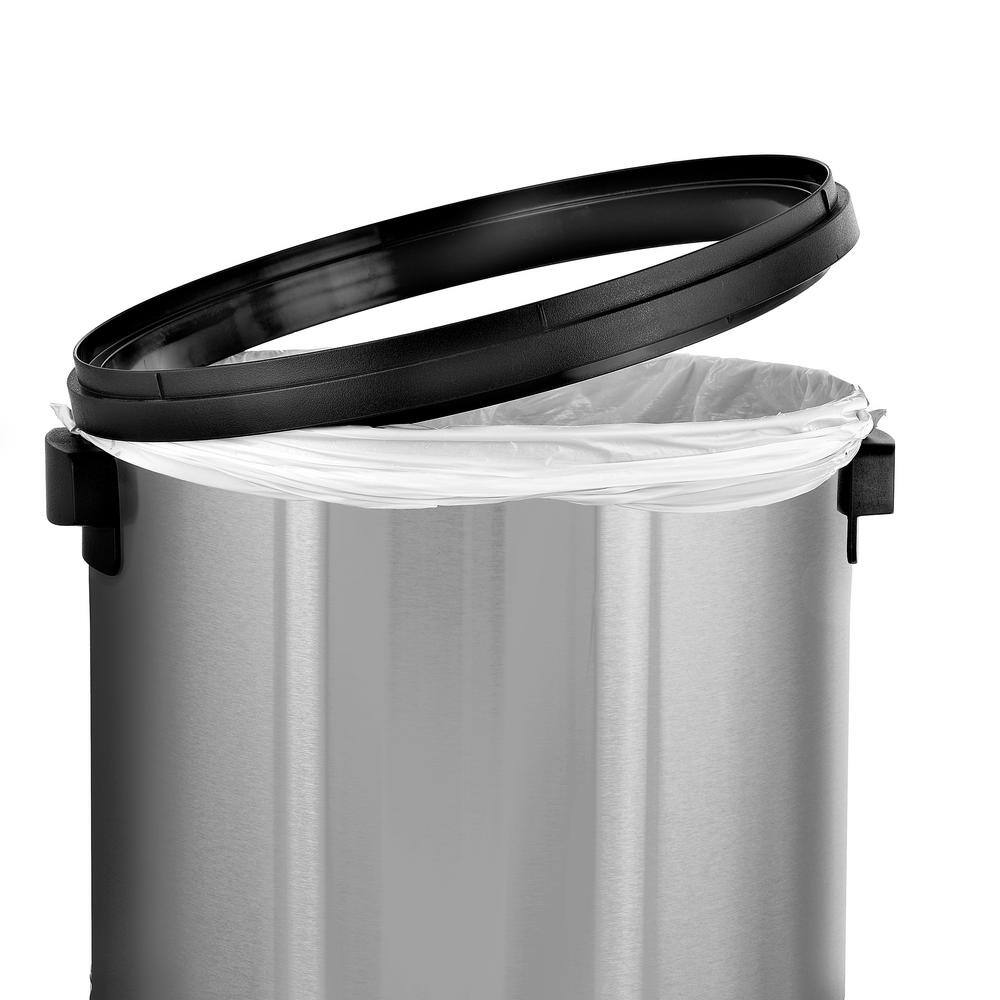 Alpine Industries 17 Gal. Stainless Steel Heavy-Gauge Brushed Open Top Commercial Trash Can 470-65L