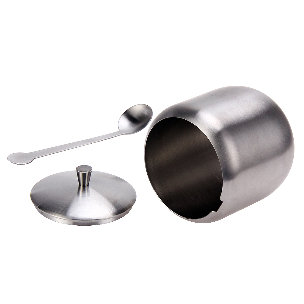 350ML New Stainless Steel Coffee Sugar Bowl Sugar Pot With Spoon Cup Cover