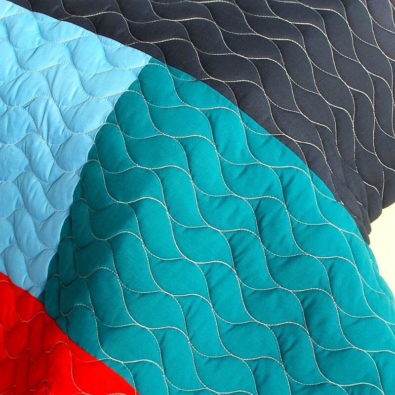 Rain Season 3PC Vermicelli Quilted Patchwork Quilt Set (Full/Queen Size)