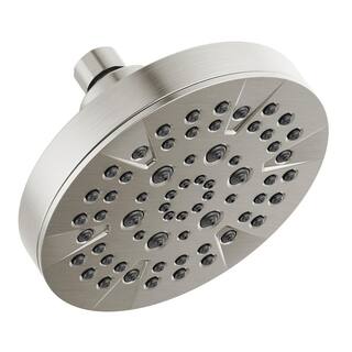 Delta 5-Spray Patterns 1.75 GPM 6 in. Wall Mount Fixed Shower Head in Stainless 52535-SS