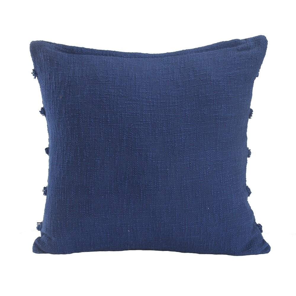 LR Home Deep Blue Overtufted Solid Throw Pillow