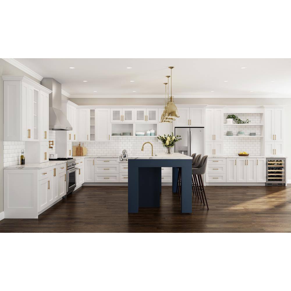 Home Decorators Collection Newport 21 in. W x 24 in. D x 34.5 in. H Pacific White Plywood Shaker Stock Assembled Trash Can Kitchen Cabinet B2DWB21-NPW