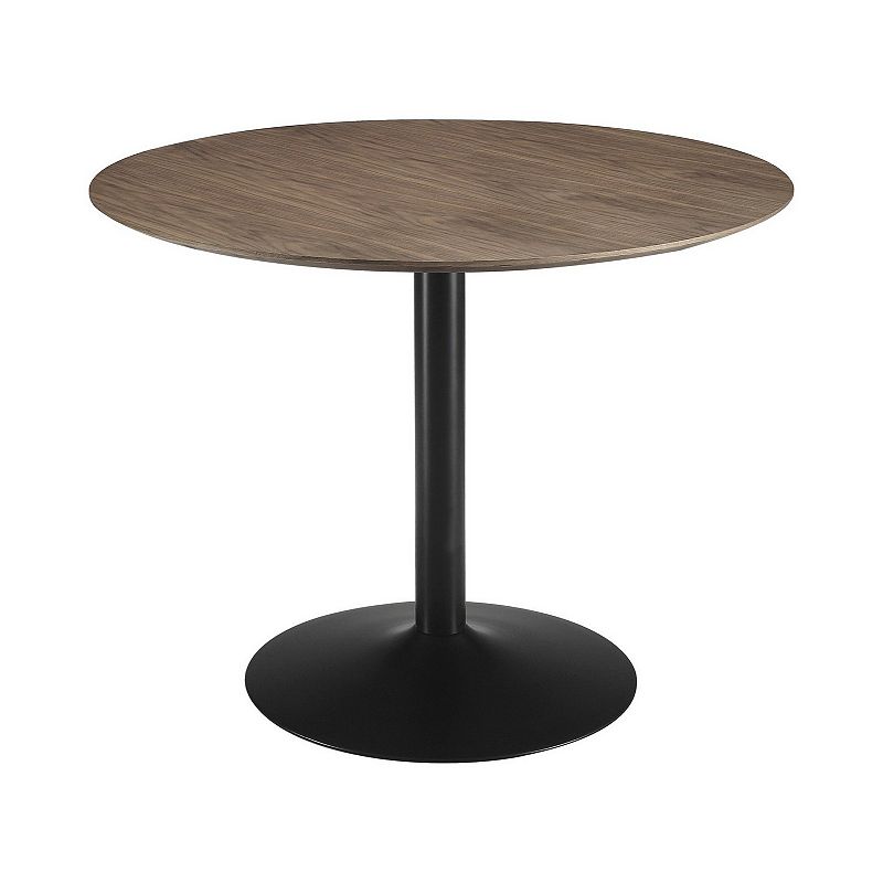 30 Inch Round Wooden Top Modern Dining Table， Black and Brown