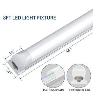 Viribright 210-Watt 96 in. Equivalent Linear T8 Tube LED Tubular Bulb (Frosted) (6000K) (10-Pack) 519021