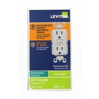 Leviton 15 Amp Self-Test SmartlockPro Slim Duplex GFCI Outlet Gray R03-GFNT1-KGY