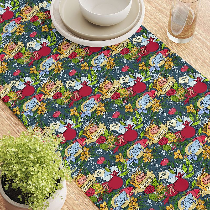 Table Runner， 100% Polyester， 14x108， Happy Jewish New Year