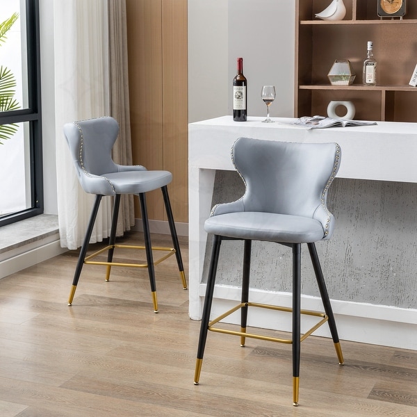 Set of 2 Bar Height Barstools with Backs