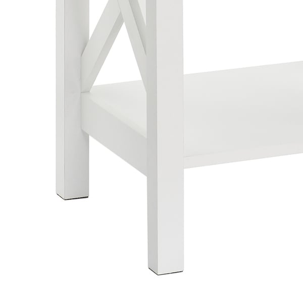 The Gray Barn Xanadu Hill X-frame Two-tier End Table with Shelf