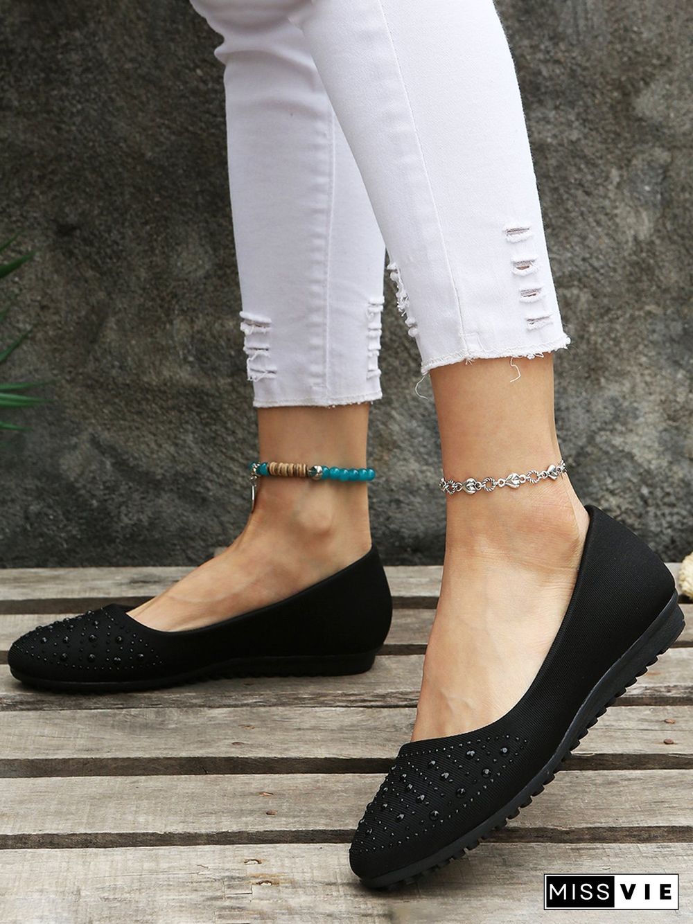 Rhinestone Design Commuter Flats