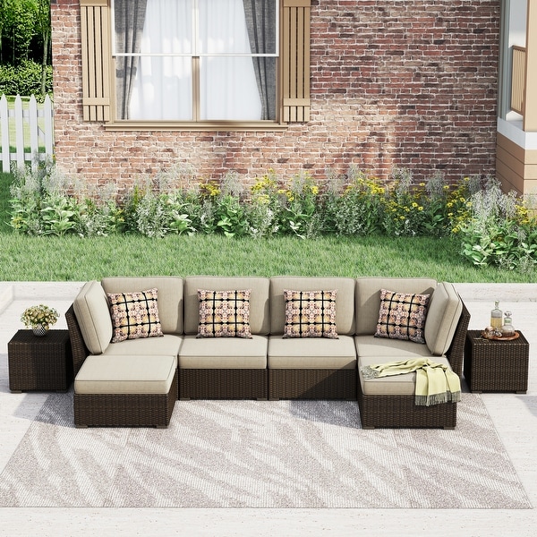 Corvus Oreanne 8piece Brown Wicker Sectional Patio Furniture Set