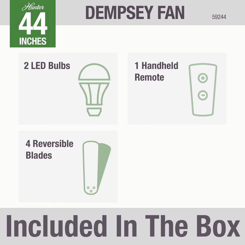 Hunter Dempsey 44 in Low Profile LED Indoor Fresh White Ceiling Fan with Universal Remote