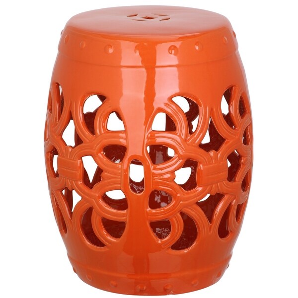 SAFAVIEH Imperial Orange Vine Glazed Ceramic Decorative Garden Stool