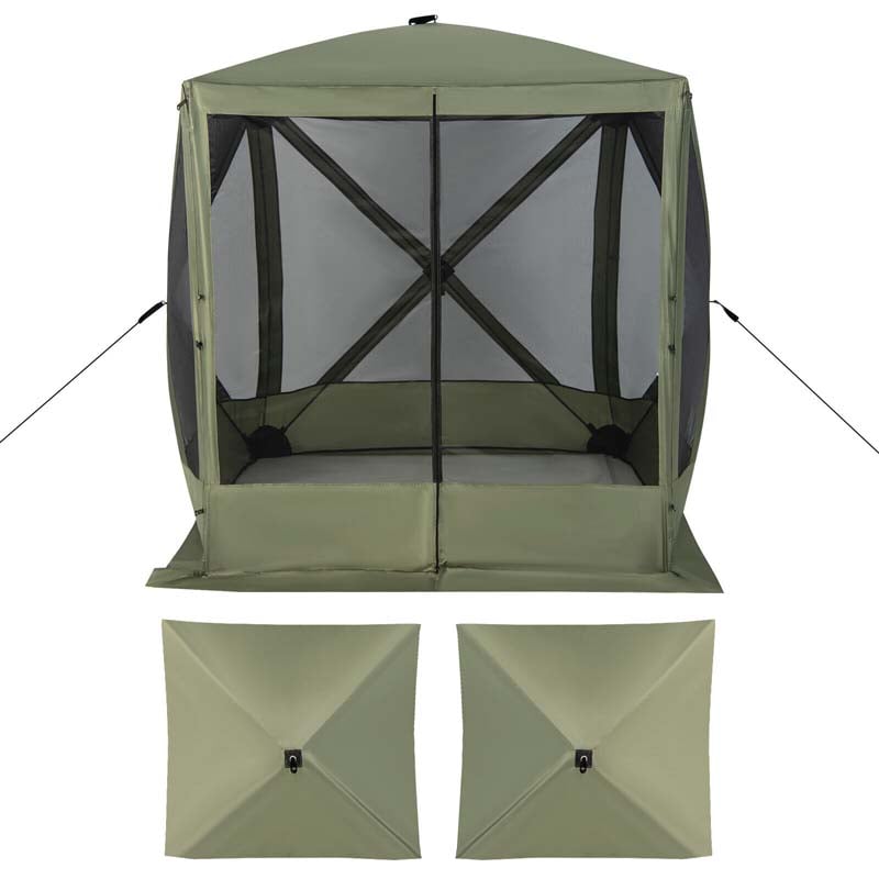 6.7 x 6.7 FT Foldable Pop-Up Camping Gazebo with Netting & Carry Bag, Portable Screen Tent Instant Canopy Shelter