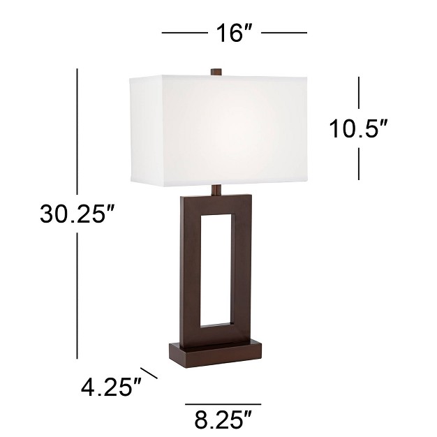 Tall Bronze Metal White Rectangular Shade For Bedroom Living Room Bedside Nightstand Office