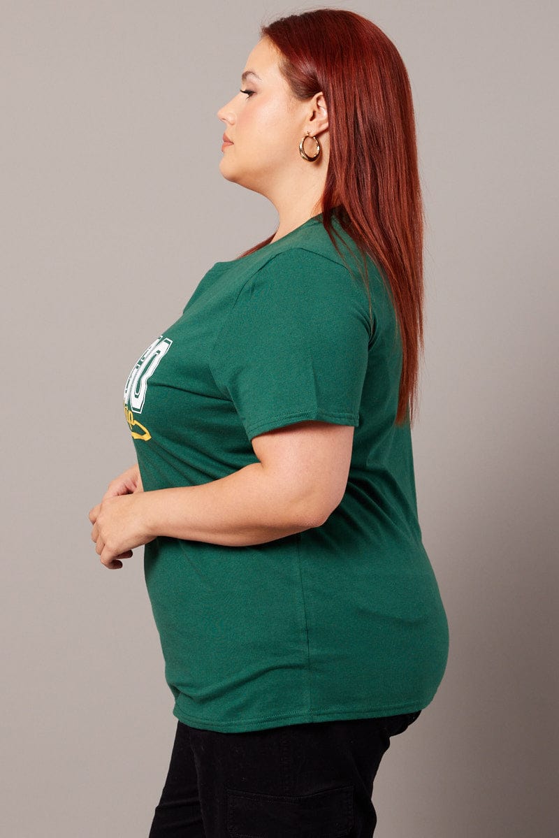Green Graphic T-shirt Short Sleeve Crew Neck