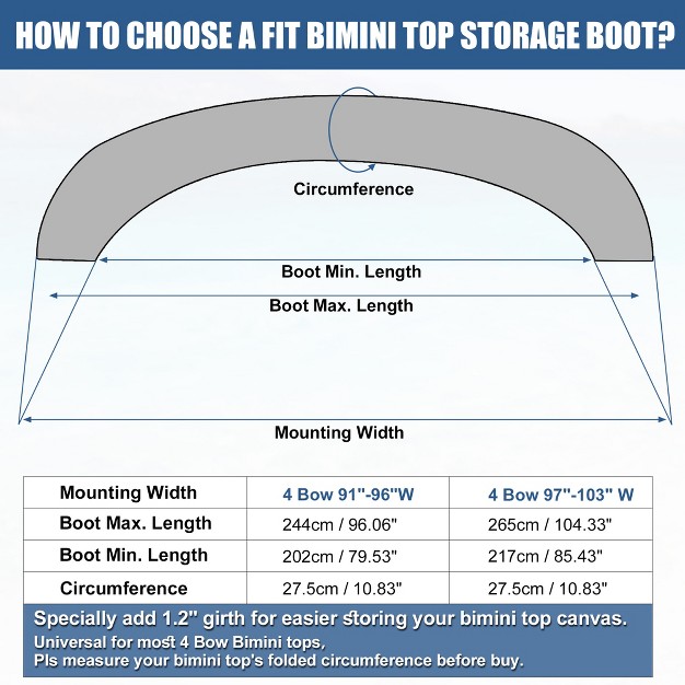 Unique Bargains 600d Polyester Canvas No Frame 4 Bow Bimini Top Storage Boot