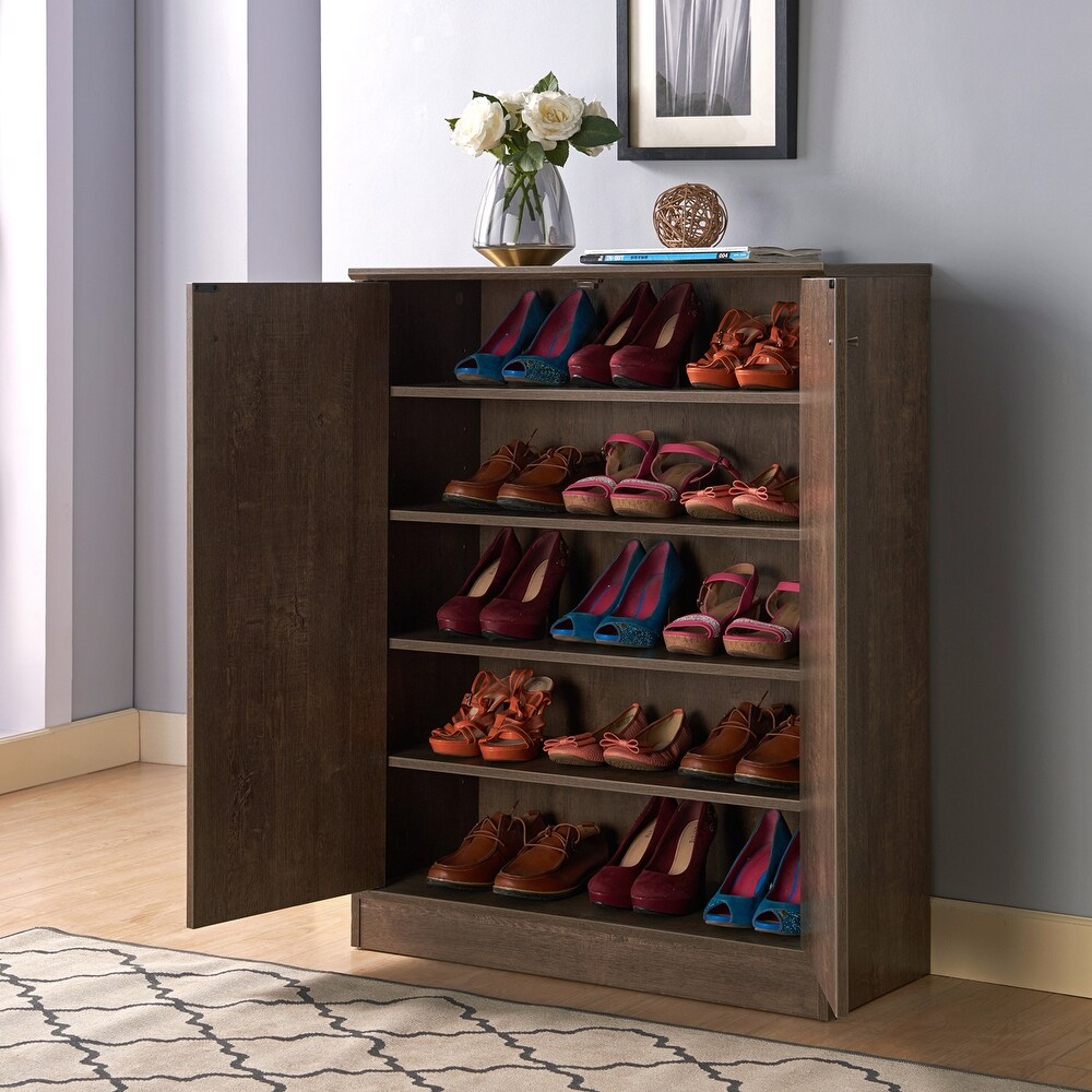 Shoe/Storage Cabinet Walnut Oak for Entryway Hallway Bedroom Mudroom