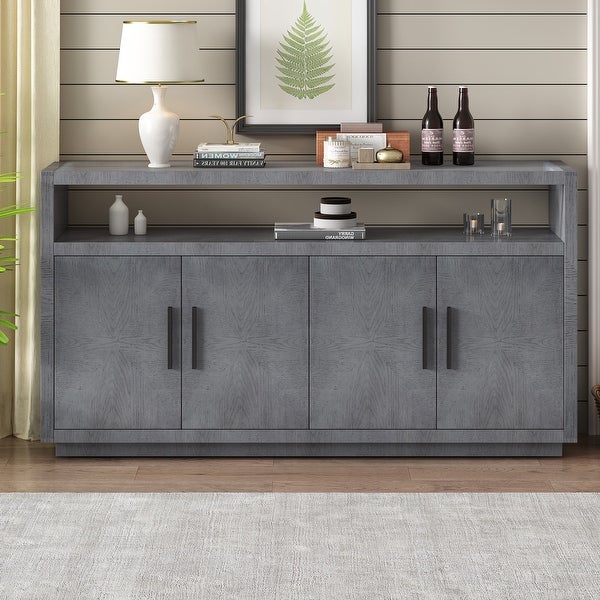 Buffet Cabinet Sideboard with 4 Doors and 1 Glass top