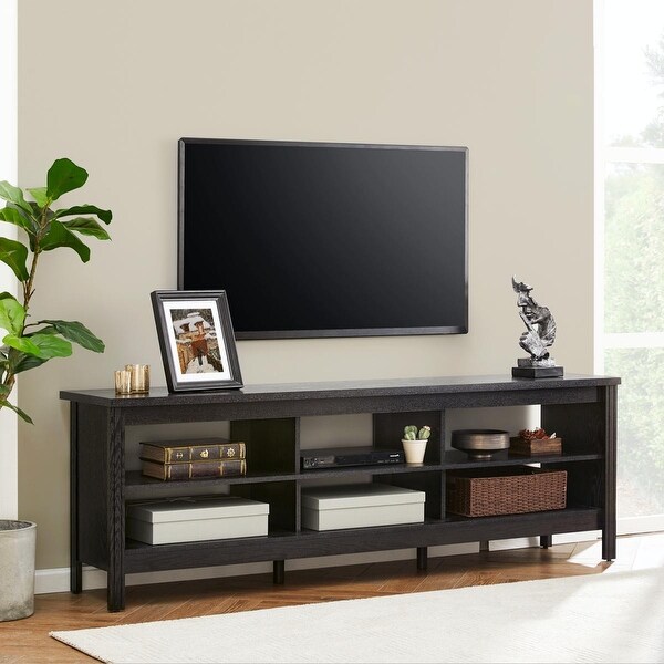 LED TV Stand for 65-75 Inch TV， TV Console with Warm White LED Light