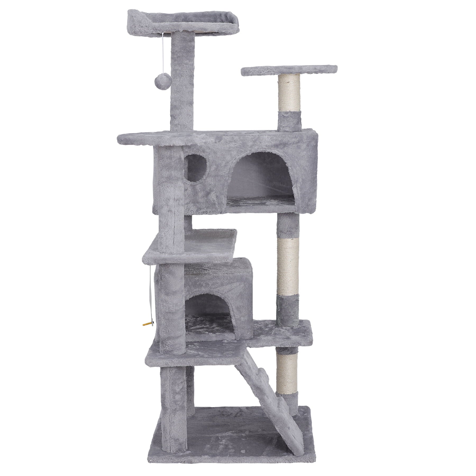 ZENSTYLE 55-in H Cat Tree and Condo Scratching Post Tower， Light Gray