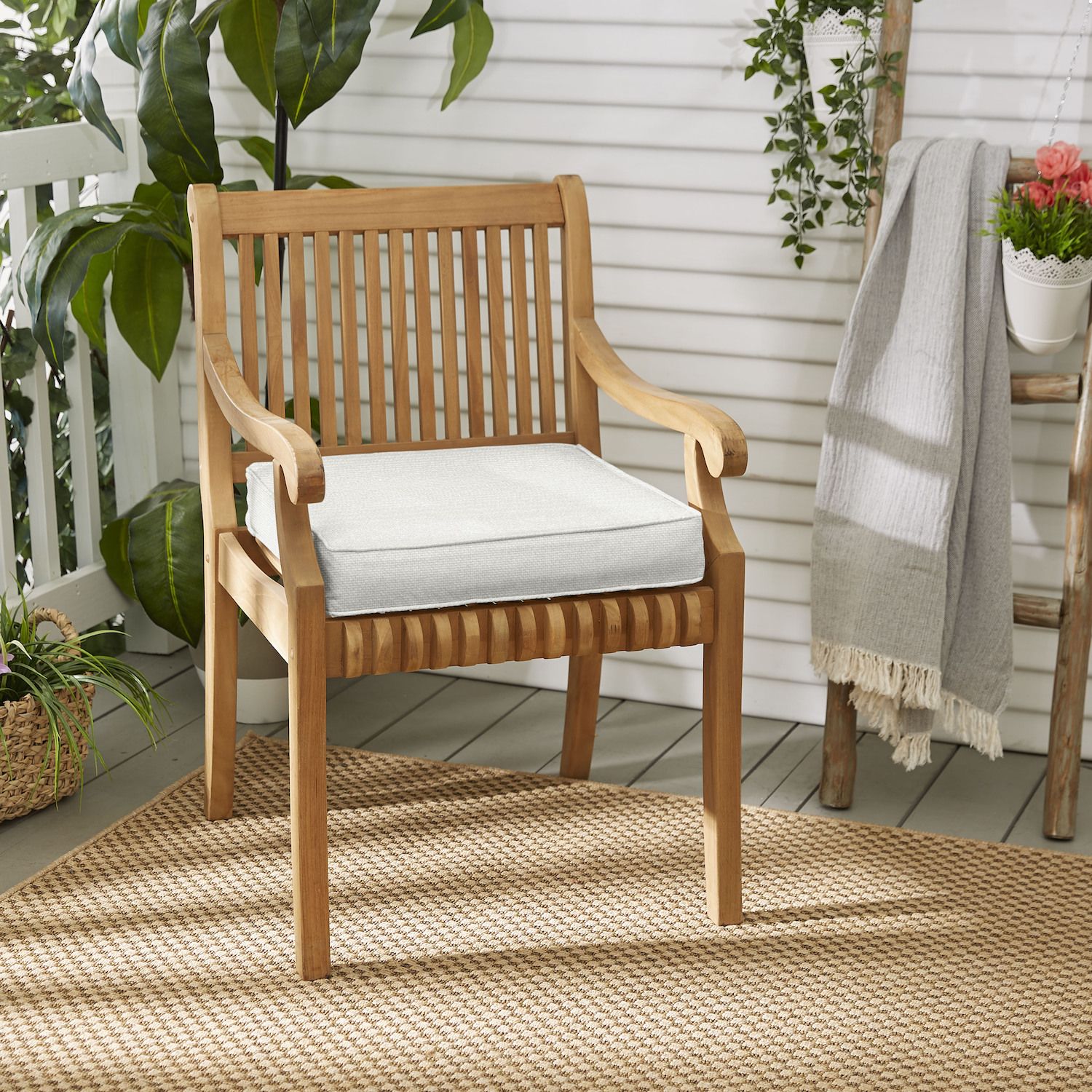 Sorra Home Rumor Snow Outdoor/Indoor Corded Chair Cushion 2-piece Set - 16 x 19