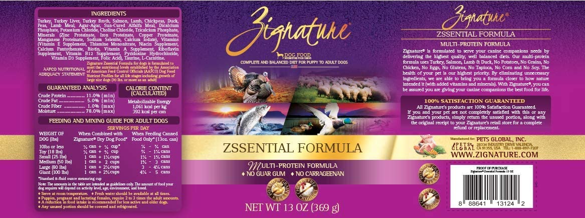 Zignature Zssential Multi-Protein Formula Grain-Free Canned Dog Food 13-oz case of 12