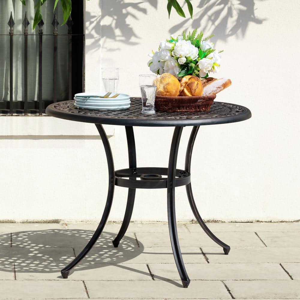 Nuu Garden Cast Round Aluminum Bistro Table