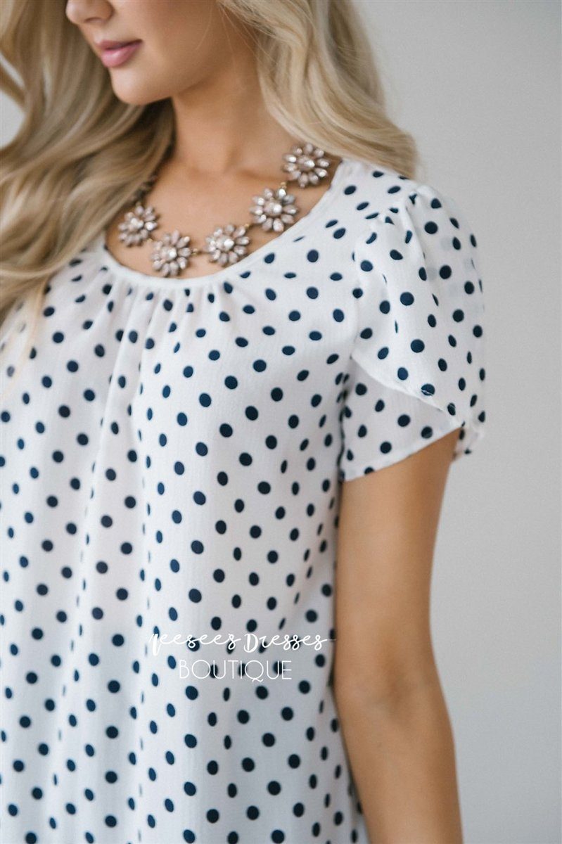 Polka Dot Tulip Sleeve Chiffon Top