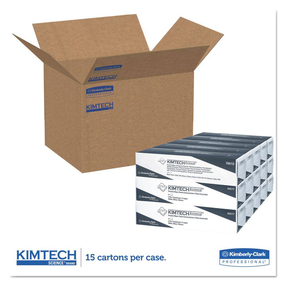 Kimtech Precision Wipers POP-UP Box 2-Ply 14.7 in. x 16.6 in. White 90Box 15 BoxesCarton KCC05517