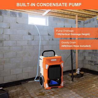 Edendirect 190 pt. 7500 sq.ft. Bucketless Commercial Dehumidifier in Orange with Drain Hose WXKJRY20051102