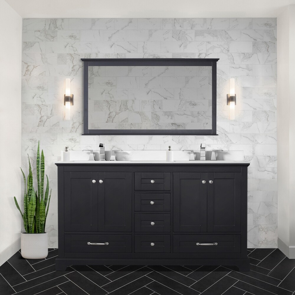 Dukes 60 in. W x 22 in. D White Double Bath Vanity  Cultured Marble Top  and 58 in. Mirror