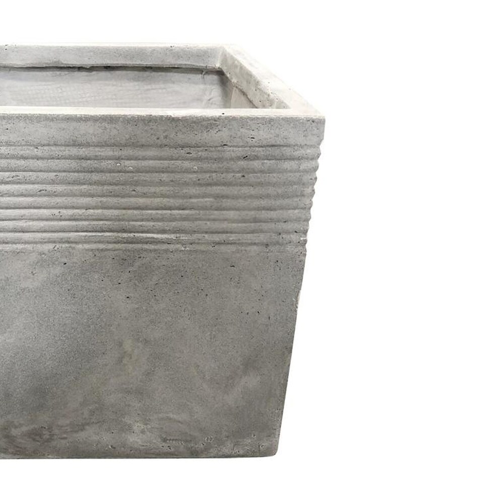 Durx litecrete Lightweight Concrete Square Stripped Light Grey Planter Large   17.7'x17.7'x17.7'