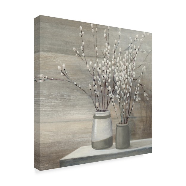 Trademark Fine Art julia Purinton x27 pussy Willow Still Life Gray Pots Crop x27 Canvas Art