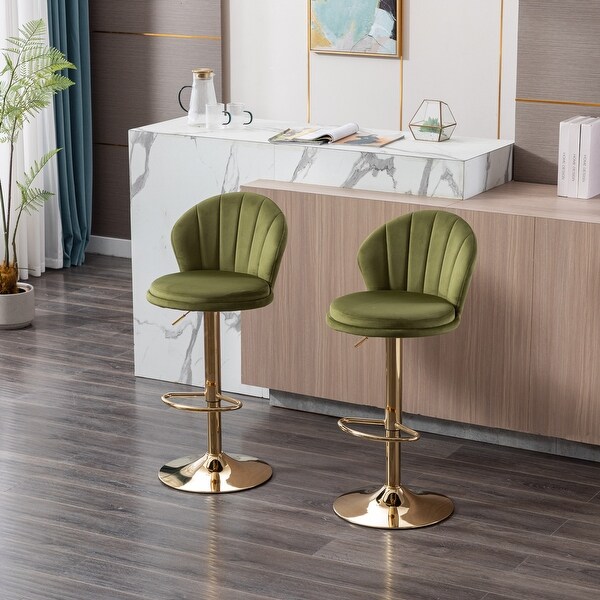 Round Swivel Adjustable Bar Stools with Footrest and Base