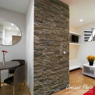 Ekena Millwork 49 in. x 25-12 in. Acadia Ledge Stacked Stone StoneWall Faux Stone Siding Panel PNU24X48ALSR