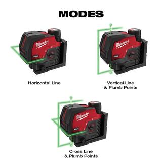 MW M12 12-Volt Lithium-Ion Cordless Green 125 ft. Cross Line and Plumb Points Laser Level (Tool-Only) 3622-20